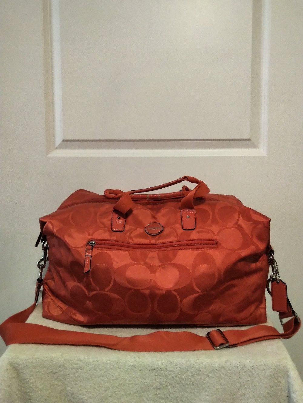Authentic Coach CC Signature Orange Unisex Duffle Bag